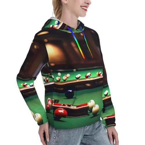 Sweat à capuche polyvalent femme EdWal pull imprimé billard avec poche - 3