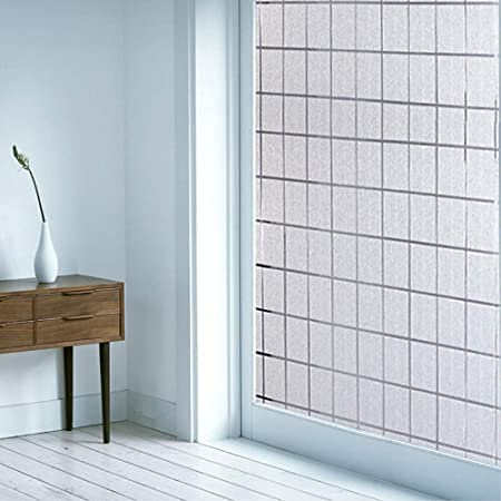 Image of WISDOM Privacy Window Film Frosted Glass Film Glass Film No Glue Anti-UV Window Sticker Non Adhesive for Privacy Office Meeting Room Bathroom Living Room (Square Frosted, 24 x 210 inch)