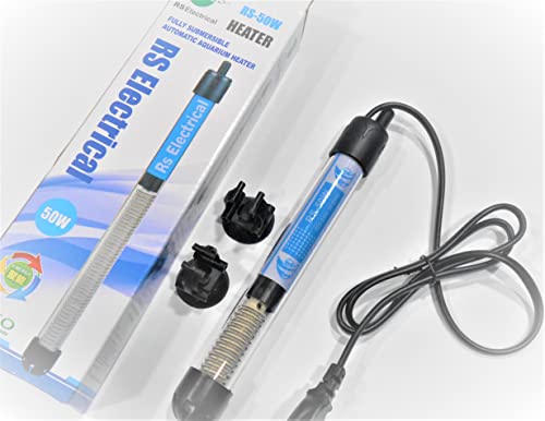 Image of RS Electrical Fully Automatic 50 Watts High Glass Aquarium Heater with Standby Light Indicator and auto on /Off Facility Imported