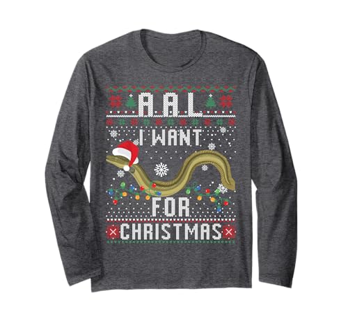 Aal I Want for Christmas I Angler Ugly Christmas Sweater Langarmshirt