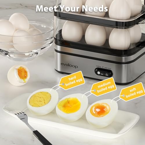 Evoloop Rapid Egg Cooker Electric 12 Eggs Capacity, Soft, Medium, Hard Boiled, Poached, Omelet Maker Egg Poacher & Vegetable Steamer, BPA Free Tray - Image 2