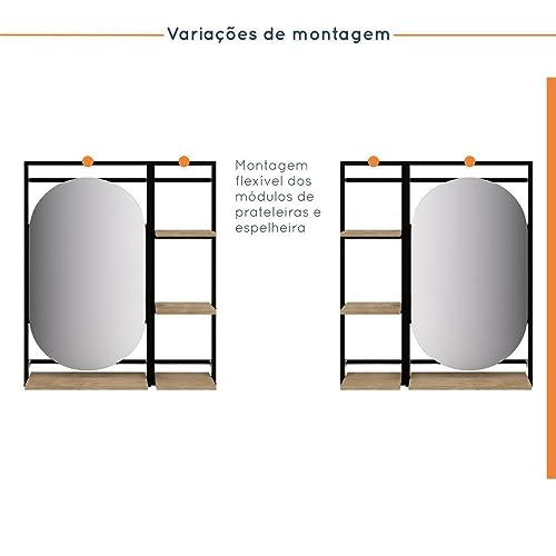 Espelheira para Banheiro Concept Cabecasa Madeiramadeira Acácia/preto Trama