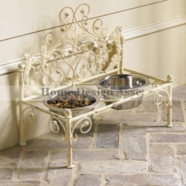 French Iron WHITE SCROLL Dog Pet Cat Bed Victorian Antique Fleur de Lis European
