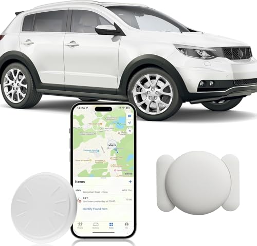 Image of GPS Tracking Device for Cars, 1PCS Real Time GPS Tracker Device for Vehicles Work with Find My (iOS Only), Car Tracker Device Hidden with Magnetic Waterproof Case, White