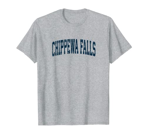 Chippewa Falls Wisconsin WI Vintage Athletic Sports Navy Des Camiseta
