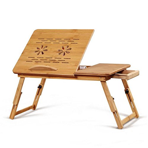 Preisvergleich Produktbild Höhenverstellbarer Laptoptisch mit Lüftungslöcher klappbarer Betttisch mit Schublade, Notebooktisch für Sofa mit Lüfter
