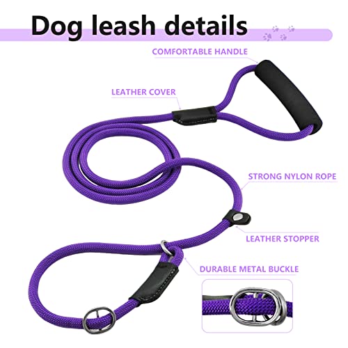 Nordkawa 3Pcs Slip Lead Dog Leash, 5 Ft Dog Leash Adjustable Dog Training Leash With Padded Handle, Strong Nylon Rope Leash, Dog Slip Lead For Large Medium Small Dogs #TOP1