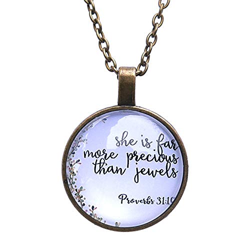 epiphaneia Christian Gifts For Women Proverbs 31:10 Pendant Necklace. Christians Jewelry for Women Religious Bible Necklaces For Woman of Faith. Gift for Mom on Mother s Day, Christmas, Birthday.