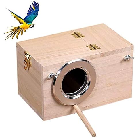 YueYueZou 3 Size Parakeet Nesting Box, Wood Budgie Cockatiel Finch Lovebirds Parrot Aviary Mating Box (Medium) Cover