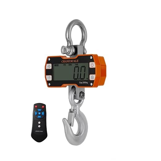 Klau 2000kg 4000 lb Heavy Duty Crane Scale Industrial Hanging Scales LCD Display with Remote Orange for Home Farm Factory Hunting