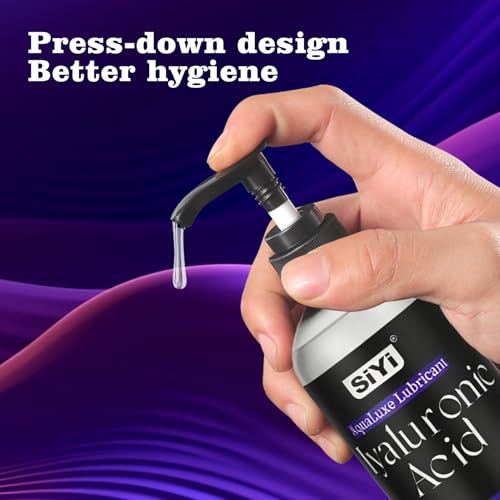 Image of SiYi Water-Based Hyaluronic Acid Anal Personal Lubricant with Finger Cots | Pump Dispenser | Non-Sticky |Toy-Compatible | Long Lasting (Dark Purple)