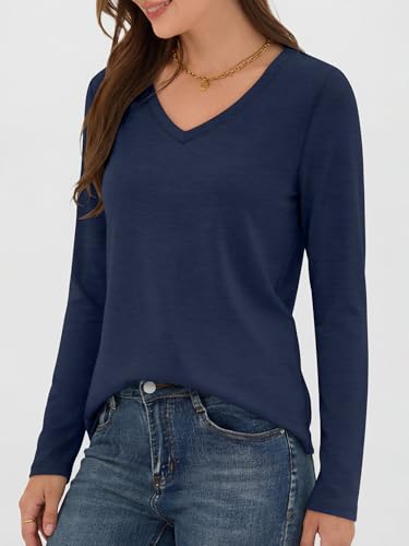 Image of ANRABESS Long Sleeve Shirts for Women Wrinkle Free V Neck Fall Top