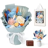 SENJWARM プリザーブドフラワー 枯れない花 花束 薔薇 香りあり 花瓶付き 枯れない花 最適プロポーズ 誕生日、記念日、バレンタイン、卒業式 ホワイトデー お返し 女性 人気 ブーケ オレンジブルー