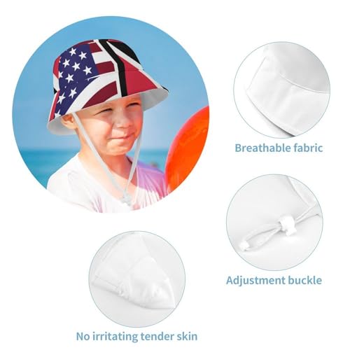 American and Trinidad Tobago FlagChildren's Bucket Hat for Boys and Girls, Breathable Summer Beach Hat54cm4