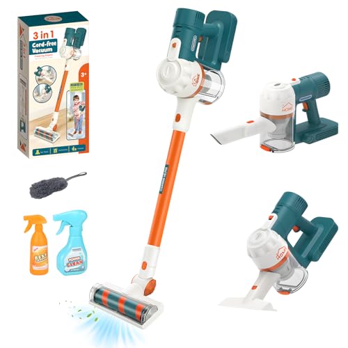 3-in-1 Kinderstaubsauger, Spielzeug Staubsauger mit Echter...