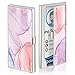 Swooflia Business Card Holder Case Wallet for Women Metal Marble Slim Pocket Purse Square Card Cases Cute For Realtors Real Estate Agents