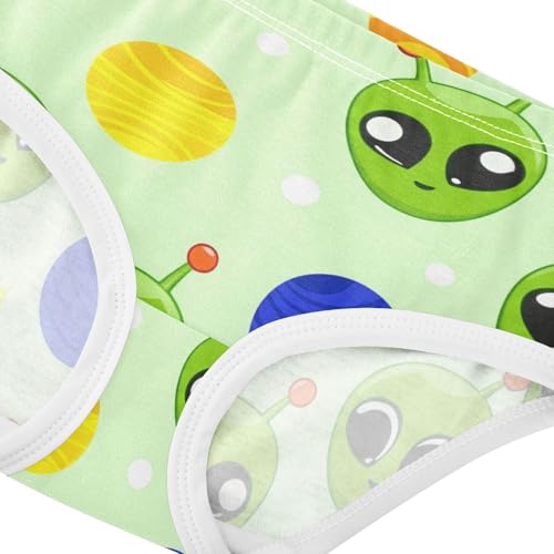 Cotton Toddler Underwear Floral Cute Green Alien Faces Planet Girl Panties Cute Aesthetic Briefs Undies Kids 2t4