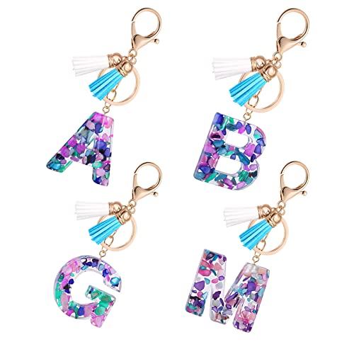 Eumspo 4 llaveros de ángel de la guarda con llavero, amuleto de la suerte, búho con diamante, accesorio para colgar de metal, llavero de tacón alto para mujeres y niñas, 4 unidades moradas Cover