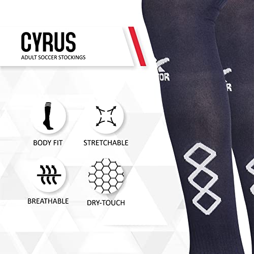 Image of Vector X Cyrus Stockings | Polyester Stretchable Material | Knee Length | Unisex Pack of 1 Pair, Blue