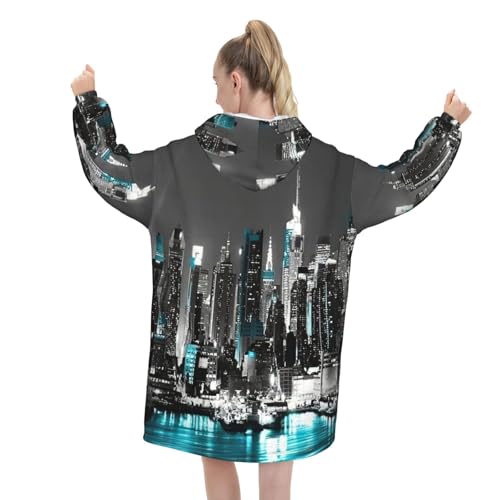 Couverture à capuche imprimée New York, cadeau femme idéal - 3