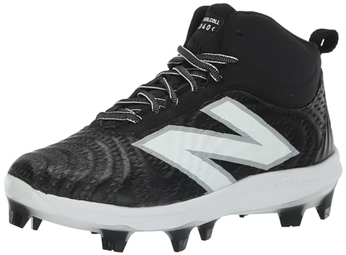 New Balance Men's FuelCell 4040 V7 Mid-Molded Baseball Shoe, Black/Optic White, 9.5 W