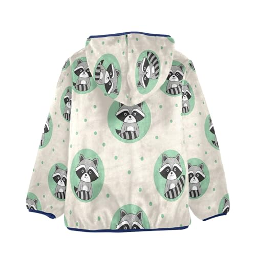 Cute Raccoon Pattern on Fabric Toddler Fleece Jacket Girl Boys Hooded Fleece Jacket Coat Warm Outwear Zip-up 3-10T2