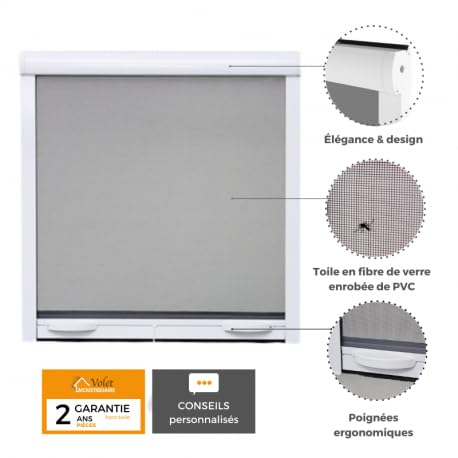 Pack éco de 4 moustiquaires enroulables alu H145 cm x L130 cm Blanc