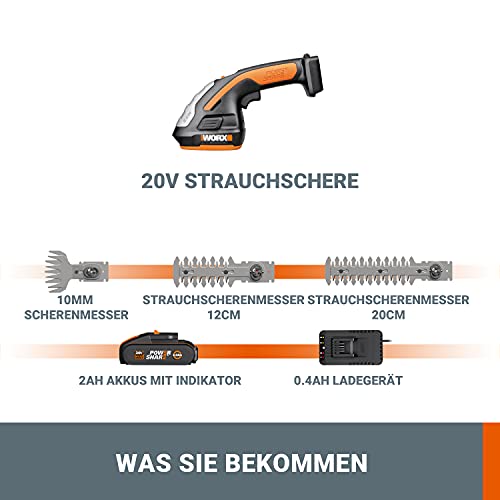 WORX WG801E Akku Gras- und Strauchschere 20V, inkl. 2Ah Akku & Ladegerät – Ansicht 5