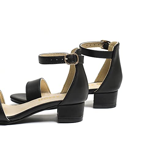 Amoji Girls High Heels Kid Ankle Strap Dress Shoes Wedding Party for Little Kid Big Kid 4123