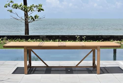 Amazonia Berlin Patio Extendable Table | Teak Finish | Durable and Ideal for Indoors and Outdoors