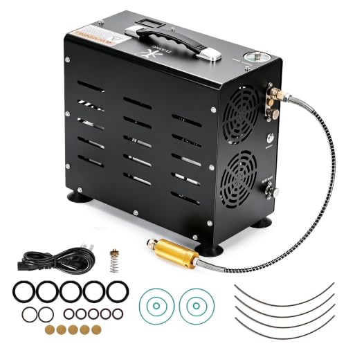 TUXING PCP-Luftkompressor, 4500 PSI/30 MPa, tragbarer 800-W-Doppelzylinder-PCP-Luftgewehrkompressor, Auto-Stopp | Kompressorpumpe mit integriertem Lüfterkühlsystem für 2-Liter-Tauchflaschen