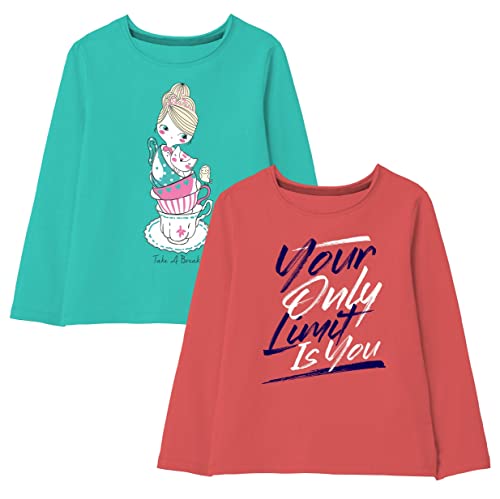 Image of minicult Cotton Printed Full Sleeve T Shirts for Girls(Pack of 2)(Pink 1)
