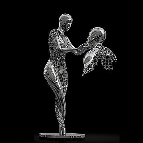 SINGID 3D Ligne De Corps Toile d'impression Art Murale,Style Métal Abstrait Couple Portrait Mur Murale,Moderne Esthétique Art Figure Décoration Murale Peinture Suspendue Accueil Bureau-X 30x30cm Cover