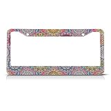 Beabes Bohemian Mandala License Plate Frame Beautiful Paisley Novelty License Plate Frame Flower Col