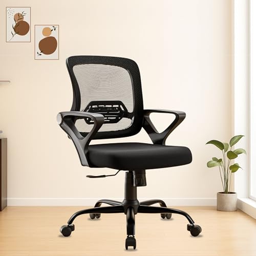 Image of Align Cherry Orthopedic Ergonomic Office Mesh Chair with Lumbar Support, Comfortable Cushioned Seat, Adjustable Height, Revolving Design, Tilt Lock, Heavy Duty Metal Base, 3 Years Warranty (Black)
