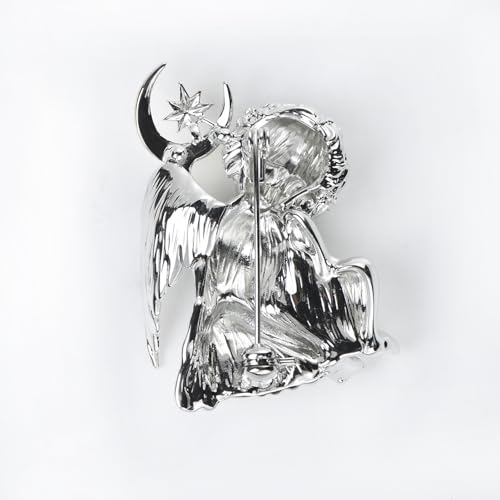 Image of Vintage Guardian Angel Jewelry Golden Crystal Flying Angel Wings Brooch Pin Wedding Bouquet Lapel Pin Jewelry for Women Bridal