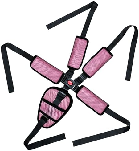 Universal 5 Point High Chairs Harness Strap Belt,Adjustable Harness Seat Straps,Harness Strap Belt for High Chair Stroller with 4 Shoulder Pads & Guarding Pad(Pink)