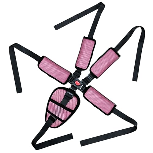 Universal 5 Point High Chairs Harness Strap Belt,Adjustable Harness Seat Straps,Harness Strap Belt for High Chair Stroller with 4 Shoulder Pads & Guarding Pad(Pink)