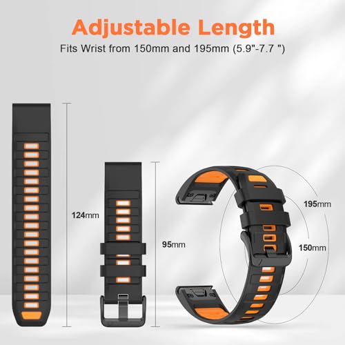 Image of Compatible with Garmin Fenix 8 AMOLED 47mm Silicone Watch Band /Fenix 7 Pro /7 /6 Pro /6 /5 Plus /5,Quick-Fit 22mm Strap for Fenix E /Forerunner965 955 /Descent G1 /Approach S60 S62 /epix Pro 47mm