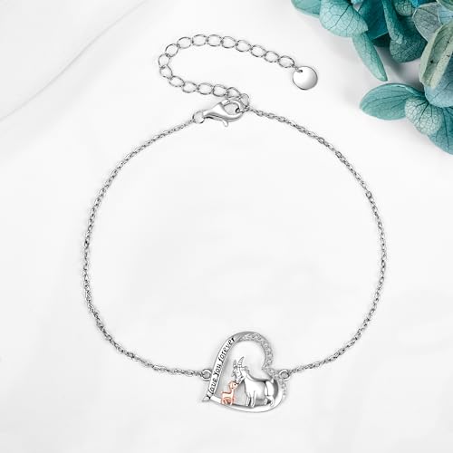 JERWLI Ziegen Armband 925 Sterling Silber Herz Lamm Schaf Armbänder Ziegen Schmuck Geschenke für Damen Frauen Mädchen Ziegen Liebhaber Tochter Mutter