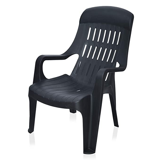 Image of SkyGlamour Weekender Comfort Relax Plastic Armrest Chair | Sinlge Plastic Chair for Living Room | Balcony | Home | Living Room | Plastic Arm Chair | Color: Iron Black; Single Chair
