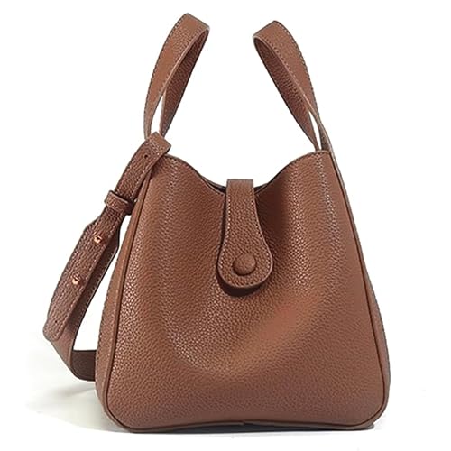 NEWBELLA Women's Bucket Bag - Square Top Handle Satchel with Crossbody Strap, Shoulder Bag for Work & Daily Commute, Coffee