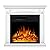 R.W.FLAME 27” Electric Fireplace Mantel Wooden Surround Firebox, TV Stand with Freestanding Electric Fireplace, Remote Control, Adjustable Led Flame, 750W/1500W (Cream)