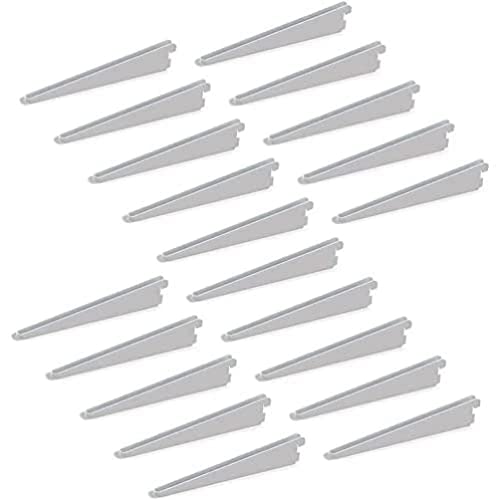 EMUCA - Escuadra de Estante Blanca para Perfil Cremallera perforación Doble 32mm, cartela Doble de Largo 220mm, Pack de 20 Piezas