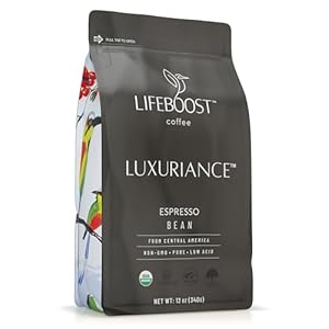 Lifeboost Coffee Organic Espresso Beans Whole – Low Acid Single Origin Organic Coffee – Non-GMO Espresso Coffee – Third Party Tested For Mycotoxins & Pesticides – Whole Bean – 12 Ounces