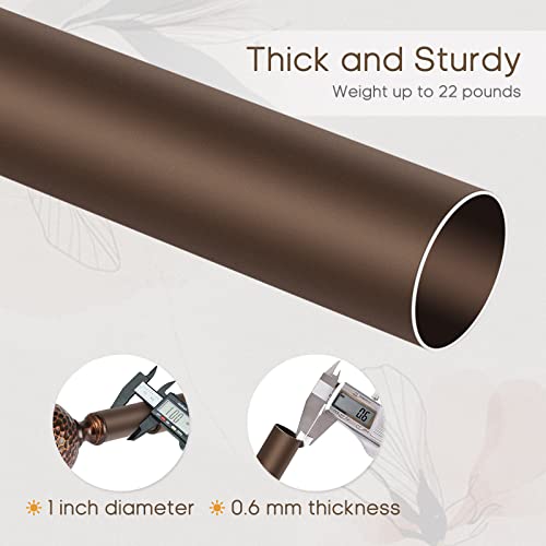 Daintier 1 Inch Single Window Curtain Rod With Antique Round Finial,72-144 Inch,Bronze #TOP4