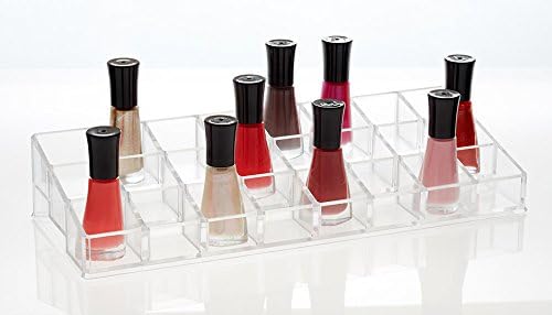 Acrylic Nail Polish Organizer Holds 24 Bottles (Compact Size, Great Storage Container for Lip Stick/Cosmetics, for use in Bathroom or on Vanity)