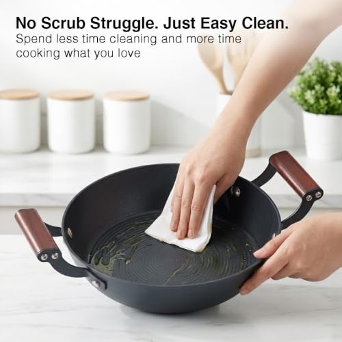 Image of Prestige Castlite Patterned Enamel Coated Cast Iron Kadai 20cm /1.4L | High Heat Retention, Rust-Proof | Gas & Induction Compatible | Low-Oil Cooking | Stay-Cool Handles | Easy Clean | 15Y Warranty
