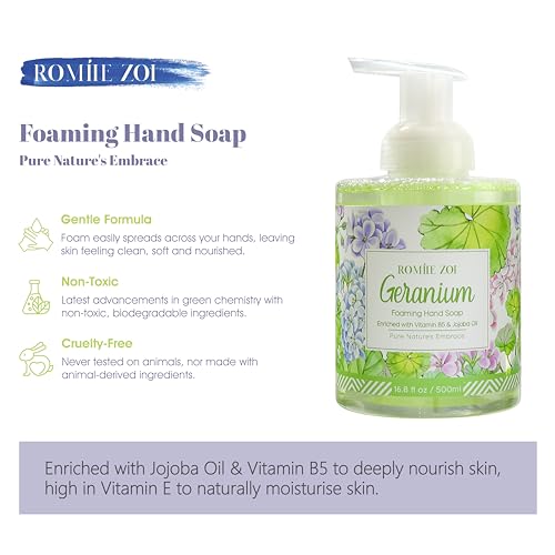 Image of ROMIIE ZOI Foaming Hand Soap, Eucalyptus & Mint,Geraniumt, 500ml / 16.8fl.oz | With Gift Box, Gentle cleansing, nourishes skin without drying