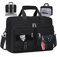 RAINSMORE Tactical Laptop Bag 15.6 Inch Laptop Briefcase Men Business Computer Bag Large Laptop Case Waterproof Military Shoulder Messenger Bag Work Office Travel, Black
